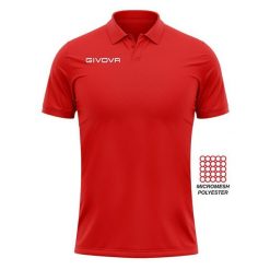 Polo Givova z kieszenią z siatki, krótki rękaw. Czerwone koszulki polo Givova, bez wzorów, z dzianiny, bez kołnierzyka, bez ramiączek. Za 172.99 zł.