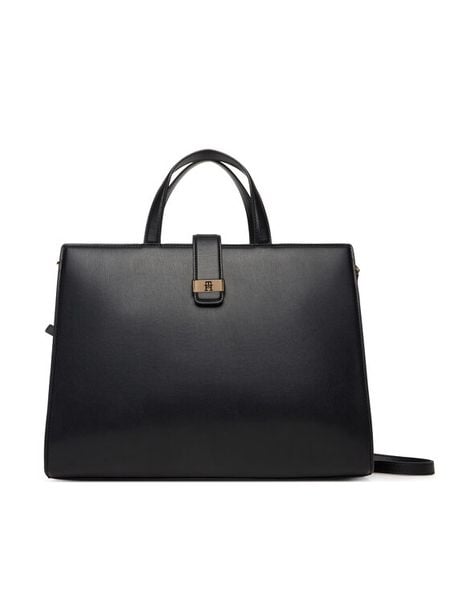 Tommy Hilfiger Torebka Th Heritage Satchel AW0AW18287 Czarny. Czarne torebki klasyczne TOMMY HILFIGER, bez wzorów, ze skóry, bez dodatków. Za 669.99 zł.