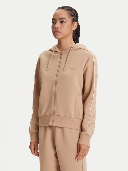 Guess Bluza V5YQ00 KB3P2 Beżowy Regular Fit. Brązowe bluzy Guess, xxs, z aplikacjami, z syntetyku, bez kaptura. Za 299.99 zł.