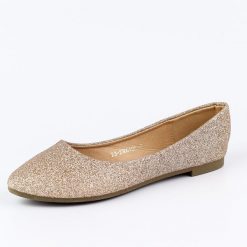 Złote brokatowe baleriny damskie Potocki 23314. Żółte baleriny POTOCKI, bez wzorów, z jeansu, bez obcasa. Za 79.00 zł.