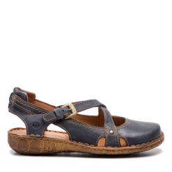 Sandały Josef Seibel. Niebieskie sandały Josef Seibel, bez wzorów, bez obcasa, na płaskiej podeszwie, bez zapięcia. Za 334.99 zł.