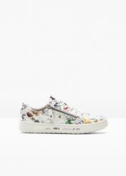 Sneakersy Jana, wygodna tęgość. Białe obuwie sportowe bonprix, bez zapięcia. Za 219.99 zł.