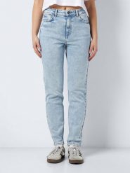 Noisy may Dżinsy "Moni" - Tapered fit - w kolorze błękitnym rozmiar: W25/L32. Niebieskie jeansy Noisy may, l, z aplikacjami, z podwyższonym stanem. Za 61.60 zł.
