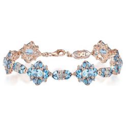 RABAT Bransoletka Srebrna - srebro 925, Topaz swiss blue,topaz london blue. Niebieskie bransoletki W.KRUK, z topazem, srebrne. W wyprzedaży za 1,595.00 zł.