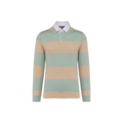 Koszulka polo w paski, długi rękaw Kariban. Zielone bluzki KARIBAN, bez wzorów, eleganckie, bez kołnierzyka, bez ramiączek. Za 217.50 zł.