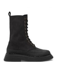 Pollini Botki SA24074G1LTO0000 Czarny. Czarne botki Pollini, bez wzorów, z nubiku, bez obcasa, na płaskiej podeszwie, bez zapięcia. Za 1,949.00 zł.