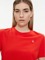 Calvin Klein Jeans T-Shirt J20J223226 Czerwony Regular Fit. Czerwone t-shirty Calvin Klein Jeans, xs, bez wzorów, z bawełny, bez kołnierzyka, bez ramiączek. Za 119.99 zł.