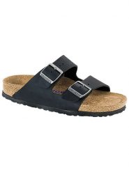 Birkenstock Skórzane klapki "Arizona" w kolorze czarnym rozmiar: 41. Czarne klapki Birkenstock, bez wzorów, z otwartym noskiem, bez obcasa. Za 319.13 zł.