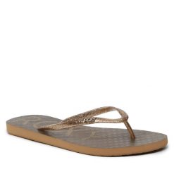 Japonki Roxy. Żółte klapki Roxy, bez wzorów, bez obcasa. Za 69.99 zł.