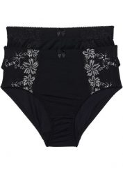 Figi modelujące (2 pary). Czarne figi bonprix, bez wzorów, z bawełny. Za 74.99 zł.