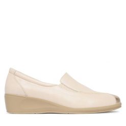 Półbuty Caprice. Brązowe czółenka Caprice, bez wzorów, bez obcasa, na koturnie, bez zapięcia. Za 339.99 zł.