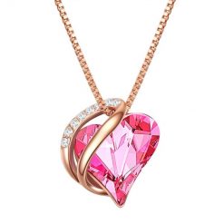 Rafaela Donata Naszyjnik srebrny Serce srebro wysokiej próby zdobiony kryształkami Swarovski® różowe złoto Naszyjniki 1 ct Damski. Czerwone naszyjniki Rafaela Donata, pozłacane. Za 318.99 zł.