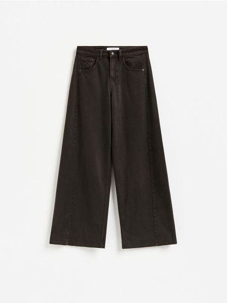 Jeansy wide leg soft - dark grey jeans. Szare jeansy Reserved, bez wzorów. Za 139.99 zł.