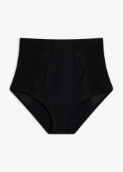 Figi panty o średnim stopniu modelowania, z bawełną. Czarne figi bonprix, bez wzorów, z bawełny. Za 84.99 zł.