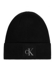 Calvin Klein Czapka Embroidered Rib Cotton Beanie LV04F8097G Czarny. Czarne czapki Calvin Klein, bez wzorów, z bawełny. Za 169.99 zł.
