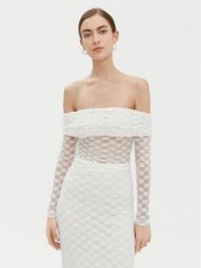 Bardot Bluzka 59742TB Biały Regular Fit. Białe bluzki Bardot, bez wzorów, z bawełny, bez kołnierzyka, bez ramiączek. Za 219.99 zł.