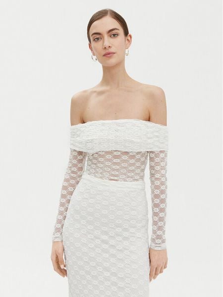 Bardot Bluzka 59742TB Biały Regular Fit. Białe bluzki Bardot, bez wzorów, z syntetyku, bez kołnierzyka, bez ramiączek. Za 199.99 zł.