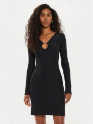 Guess Sukienka koktajlowa Amira W4BK09 KCDE0 Czarny Slim Fit. Czarne sukienki Guess, l, z aplikacjami, z syntetyku, wizytowe, bez kołnierzyka, bez ramiączek. Za 239.99 zł.