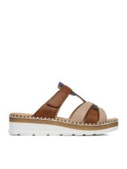 Rieker Klapki CEO-V1291-90 Brązowy jasny. Brązowe klapki Rieker, bez wzorów, ze skóry, bez obcasa. Za 319.99 zł.