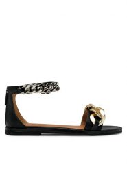 Badura Sandały 22SS19 Czarny. Czarne sandały Badura, bez wzorów, ze skóry, bez obcasa, na płaskiej podeszwie, bez zapięcia. Za 299.99 zł.