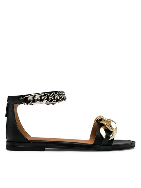 Badura Sandały 22SS19 Czarny. Czarne sandały Badura, bez wzorów, ze skóry, bez obcasa, na płaskiej podeszwie, bez zapięcia. Za 299.99 zł.