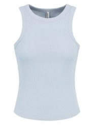 Sublevel Top w kolorze błękitnym rozmiar: S. Niebieskie topy Sublevel, s, bez wzorów, prążkowane, bez kołnierzyka, bez ramiączek. Za 39.99 zł.