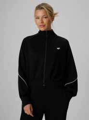4F Bluza kibica regular bez kaptura damska - czarna L. Czarne bluzy 4f, l, bez wzorów, z dresówki, bez kaptura. Za 169.99 zł.
