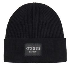 Czapka Guess. Czarne czapki Guess, z aplikacjami. Za 154.99 zł.