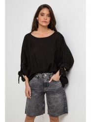 Rodier Lin Lniana bluzka w kolorze czarnym rozmiar: XL/XXL. Czarne bluzki Rodier Lin, xl, bez wzorów, ze lnu, bez kołnierzyka, bez ramiączek. Za 118.84 zł.