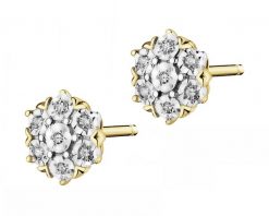 Kolczyki z żółtego złota z diamentami - 0,04 ct - próba 375. Żółte kolczyki Apart, z diamentem, złote. W wyprzedaży za 951.30 zł.