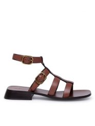 Gino Rossi Sandały LERICI-112790 Brązowy. Brązowe sandały Gino Rossi, bez wzorów, ze skóry, bez obcasa, na płaskiej podeszwie, bez zapięcia. Za 269.99 zł.