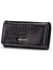 Puccini Skórzany portfel w kolorze czarnym - 16 x 9 x 3 cm rozmiar: onesize. Czarne portfele Puccini, bez wzorów, z materiału. Za 59.99 zł.