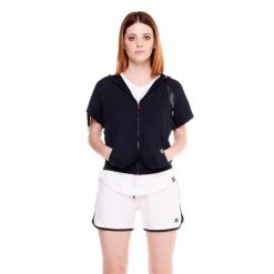 Bluza damska w kolorze czarno-białym. Czarne bluzy LEONE 1947 APPAREL, l, bez wzorów, z tkaniny, bez kaptura. W wyprzedaży za 167.70 zł.