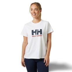 Koszulka damska Helly Hansen Logo 3.0. Białe bluzki Helly Hansen, bez wzorów, bez kołnierzyka, bez ramiączek. Za 236.50 zł.