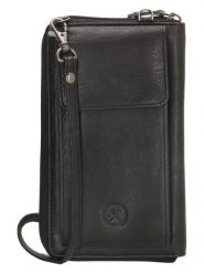 HIDE & STITCHES Skórzana torebka w kolorze czarnym na telefon - 11,5 x 19 x 3 cm rozmiar: onesize. Czarne torby na ramię HIDE & STITCHES, bez wzorów, z materiału, przez ramię, bez dodatków. Za 139.45 zł.