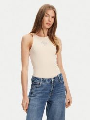 Guess Top W5GP57 KCV52 Beżowy Regular Fit. Brązowe topy Guess, xxl, z aplikacjami, z syntetyku, bez kołnierzyka, bez ramiączek. Za 179.99 zł.