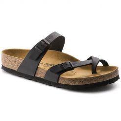 Klapki damskie Birkenstock Mayari BF. Czarne klapki Birkenstock, bez wzorów, z materiału, bez obcasa. Za 537.00 zł.