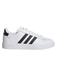 Adidas Sneakersy "Grand Court 2.0" w kolorze biało-czarnym rozmiar: 38 2/3. Białe trampki Adidas, bez wzorów, bez zapięcia. Za 217.99 zł.