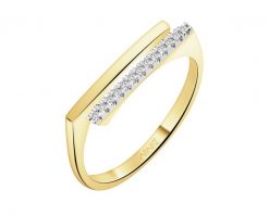 Pierścionek z żółtego złota z diamentami - 0,05 ct - próba 585. Żółte pierścionki Apart, z diamentem, złote. Za 2,990.00 zł.