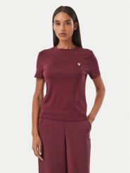 Guess T-Shirt V6RI17 KD741 Bordowy Regular Fit. Czerwone t-shirty Guess, s, z aplikacjami, z bawełny, bez kołnierzyka, bez ramiączek. Za 174.99 zł.