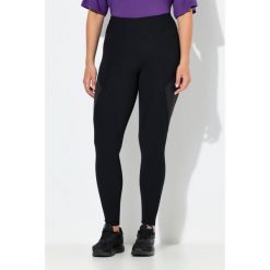 Damskie Legginsy funkcyjne prążkowany dżersej kieszeń na zamek z recyklingu. Czarne legginsy Ulla Popken, plus size, bez wzorów, z dżerseju. Za 239.99 zł.