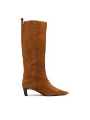 Tommy Hilfiger Kozaki Kitten Heel Suede High Boot FW0FW09655 Brązowy jasny. Brązowe kozaki TOMMY HILFIGER, bez obcasa, na słupku, bez zapięcia. Za 849.99 zł.