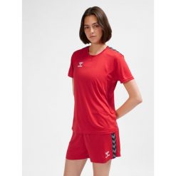 Damski jersey Hummel Authentic Pl. Czerwone koszulki sportowe Hummel, bez wzorów, z jersey, bez ramiączek, do piłki nożnej. Za 161.00 zł.
