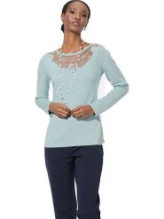 WITT WEIDEN Sweter w kolorze błękitnym rozmiar: 40. Niebieskie swetry WITT WEIDEN, bez wzorów, z koronki, bez ramiączek. Za 118.01 zł.