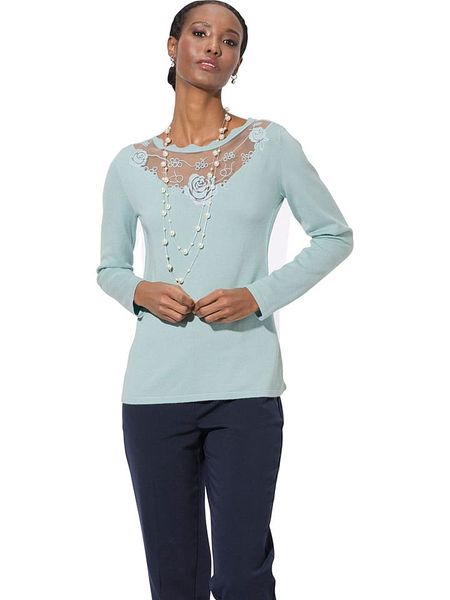 WITT WEIDEN Sweter w kolorze błękitnym rozmiar: 40. Niebieskie swetry WITT WEIDEN, bez wzorów, z koronki, bez ramiączek. Za 109.52 zł.