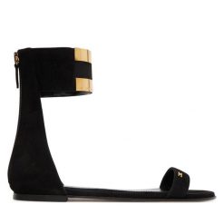 Sandały Elisabetta Franchi. Czarne sandały Elisabetta Franchi, bez wzorów, bez obcasa, na płaskiej podeszwie, bez zapięcia. Za 2,299.00 zł.