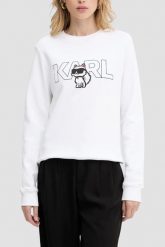 KARL LAGERFELD Biała bluza damska Ikon z nadrukiem, Rozmiar XS. Białe bluzy KARL LAGERFELD, xs, bez wzorów, z bawełny, bez kaptura. W wyprzedaży za 459.99 zł.