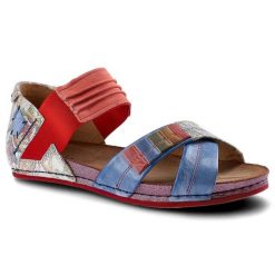 Kolorowe Sandały Maciejka Modne Skórzane Buty. Czerwone sandały Maciejka, bez wzorów, ze skóry, bez obcasa, na płaskiej podeszwie, bez zapięcia. Za 329.00 zł.