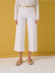 Jeansy culotte z paskiem - biały. Białe jeansy Sinsay, bez wzorów. Za 69.99 zł.