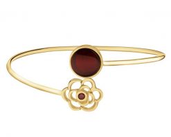 Bransoletka srebrna z bursztynem i rubinem syntetycznym - kwiat, koło. Szare bransoletki Apart, z bursztynem, pozłacane. Za 439.00 zł.